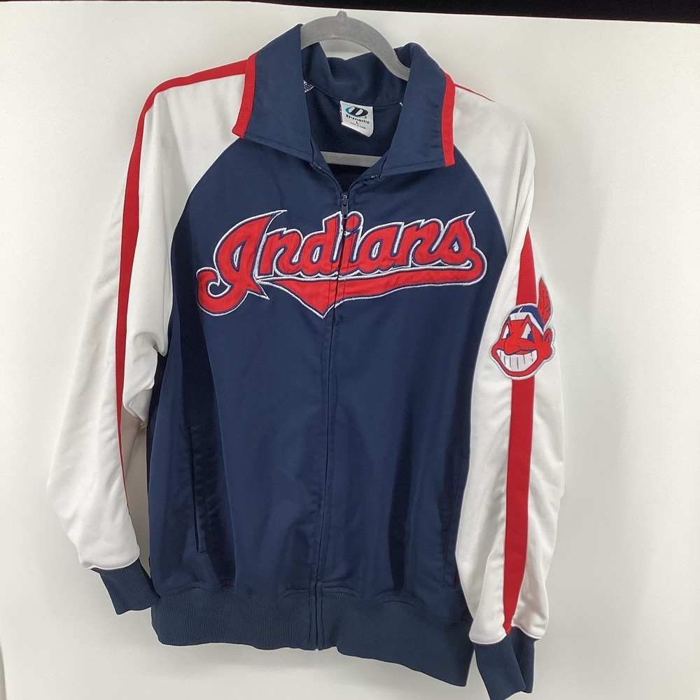 Vintage Men's Dynasty Cleveland Indians  Chief Wahoo  Full Zip  Jacket MLB - Picture 2 of 11